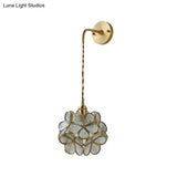 Bedroom Sconce Lamp With Flower Glass Shade - Wall Lighting Fixture