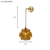 Bedroom Sconce Lamp With Flower Glass Shade - Wall Lighting Fixture