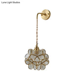 Bedroom Sconce Lamp With Flower Glass Shade - Wall Lighting Fixture