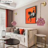 Bedroom Sconce Lamp With Flower Glass Shade - Wall Lighting Fixture