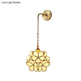 Bedroom Sconce Lamp With Flower Glass Shade - Wall Lighting Fixture
