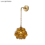 Bedroom Sconce Lamp With Flower Glass Shade - Wall Lighting Fixture