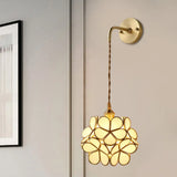 Bedroom Sconce Lamp With Flower Glass Shade - Wall Lighting Fixture White