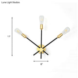 Bedroom Wall Lamp: Black-Gold Wrought Iron Sconce Light With Exposed Bulbs