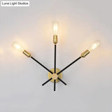 Bedroom Wall Lamp: Black-Gold Wrought Iron Sconce Light With Exposed Bulbs