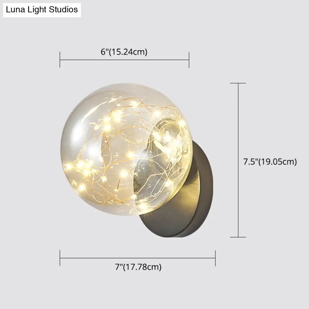 Bedside Glass Shade Wall Mount Light With Creative Star Design