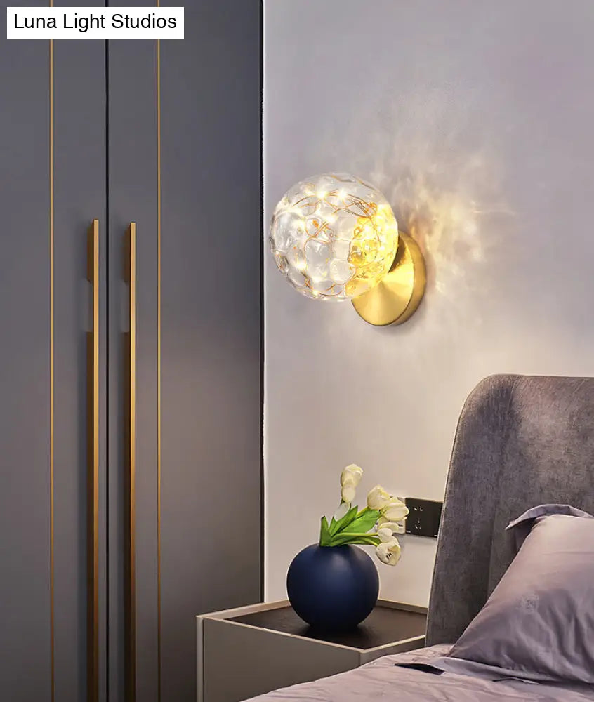 Bedside Glass Shade Wall Mount Light With Creative Star Design