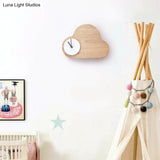 Beige Cloud Cartoon Wall Lamp With Clock For Boys And Girls Bedroom Lighting