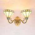 Beige Glass Cone Wall Sconce Lamp - Traditional 2-Head Lighting For Dining Room