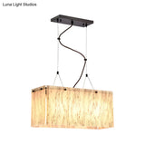 Beige Glass Island Pendant Light With Modernist Style 4 Heads - Dining Room Lighting