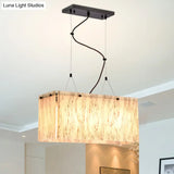 Beige Glass Island Pendant Light With Modernist Style 4 Heads - Dining Room Lighting