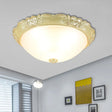 Beige Retro Flush Mount Light Fixture With Cream Glass Dome - Available In 3 Sizes / 12’