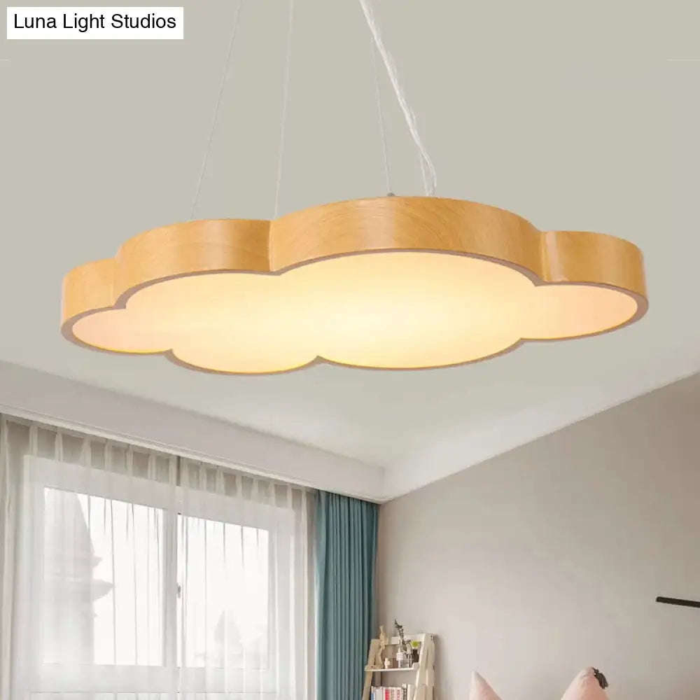 Beige Slim Acrylic Cloud Pendant Light For Kids Game Room