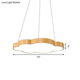 Beige Slim Acrylic Cloud Pendant Light For Kids Game Room