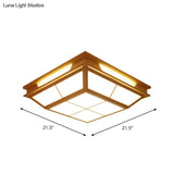 Beige Tapered Flush Light Led Natural Wood Ceiling Lamp In Warm/White - 18’/21.5’ W