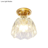 Bell/Bowl Corridor Flush Mount Light - 6.5’/7’ Clear Glass 1 Bulb Brass Finish