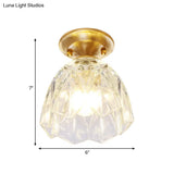 Bell/Bowl Corridor Flush Mount Light - 6.5’/7’ Clear Glass 1 Bulb Brass Finish