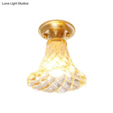 Bell/Bowl Corridor Flush Mount Light - 6.5’/7’ Clear Glass 1 Bulb Brass Finish
