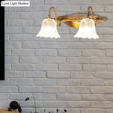 Bell Vintage Style Crystal Sconce Light With Gooseneck Arm Brown 2/3/4-Head Vanity Wall Lamp