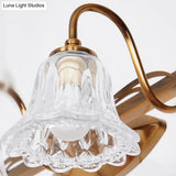 Bell Vintage Style Crystal Sconce Light With Gooseneck Arm Brown 2/3/4-Head Vanity Wall Lamp