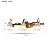 Bell Vintage Style Crystal Sconce Light With Gooseneck Arm Brown 2/3/4-Head Vanity Wall Lamp