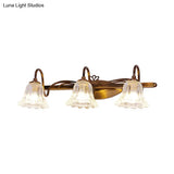 Bell Vintage Style Crystal Sconce Light With Gooseneck Arm Brown 2/3/4-Head Vanity Wall Lamp