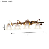 Bell Vintage Style Crystal Sconce Light With Gooseneck Arm Brown 2/3/4-Head Vanity Wall Lamp