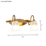 Bell Vintage Style Crystal Sconce Light With Gooseneck Arm Brown 2/3/4-Head Vanity Wall Lamp