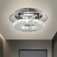 Beveled Crystal Loop Flush Mount Ceiling Light - Modern 8’/12’ Width Stainless - Steel Led