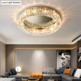 Beveled Cut Crystal Flush Mount Ceiling Light For Bedroom - Simple Style & Elegance