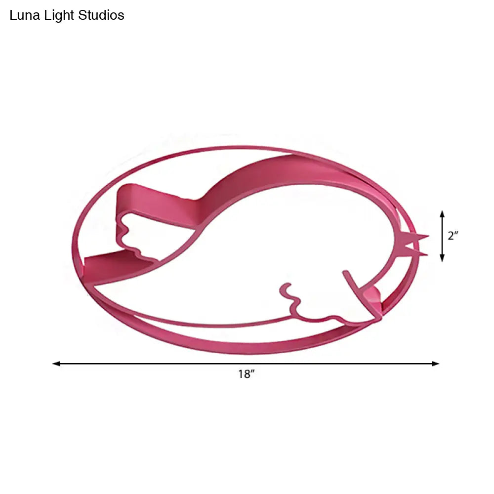 Bird Shaped Led Flushmount Light For Child Bedroom - Blue/Pink Acrylic Ceiling Fixture With Metal