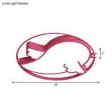 Bird Shaped Led Flushmount Light For Child Bedroom - Blue/Pink Acrylic Ceiling Fixture With Metal