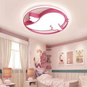 Bird Shaped Led Flushmount Light For Child Bedroom - Blue/Pink Acrylic Ceiling Fixture With Metal