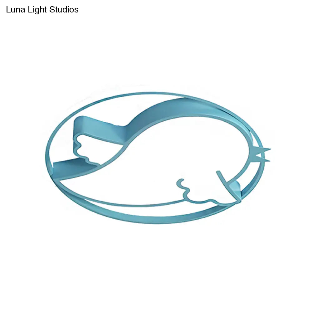 Bird Shaped Led Flushmount Light For Child Bedroom - Blue/Pink Acrylic Ceiling Fixture With Metal