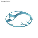 Bird Shaped Led Flushmount Light For Child Bedroom - Blue/Pink Acrylic Ceiling Fixture With Metal