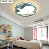 Bird Shaped Led Flushmount Light For Child Bedroom - Blue/Pink Acrylic Ceiling Fixture With Metal