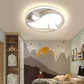 Bird Shaped Led Flushmount Light For Child Bedroom - Blue/Pink Acrylic Ceiling Fixture With Metal