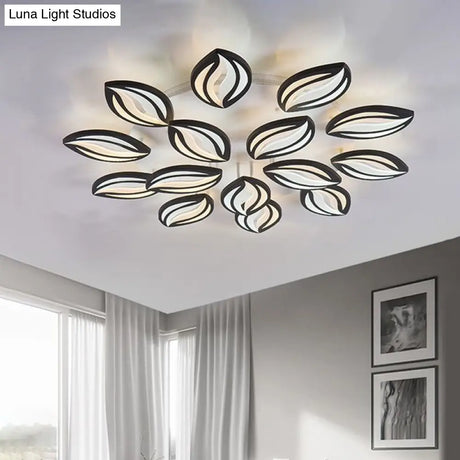 Black Acrylic Leaf Shape Flush Mount Led Ceiling Light - Modern Style For Hotel Shop