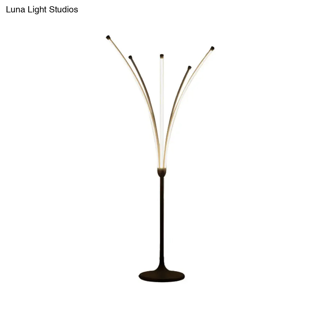 Black Acrylic Led Bedroom Reading Floor Lamp - Simplicity Flower Design