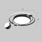 Black Acrylic Led Flush Ceiling Light For Minimalist Bedroom / 16