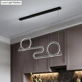 Black Acrylic Led Pendant Light - Contemporary Twisted Dining Room Ceiling Lamp