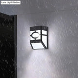 Black Acrylic Trapezoid Solar Wall Mount Sconce: Retro Style Led Courtyard Light