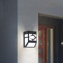 Black Acrylic Trapezoid Solar Wall Mount Sconce: Retro Style Led Courtyard Light / White