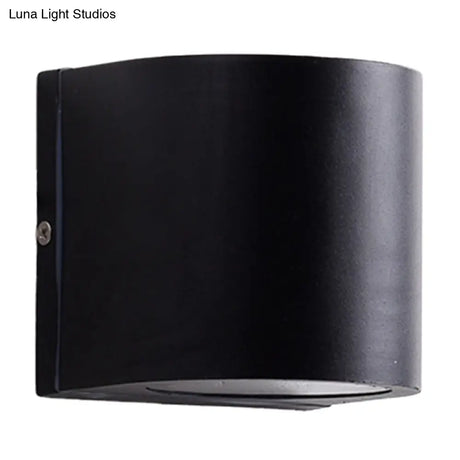 Black Aluminum Led Outdoor Cylinder Wall Light - Minimalist Flush Sconce