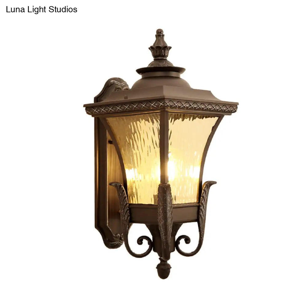 Black Aluminum Wall Sconce With Acrylic Shade - Lodges Lantern Mount Lighting