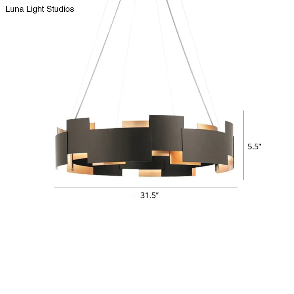 Black And Gold Metal Pendant Chandelier With Postmodern Splicing Design Inner Suspension Light