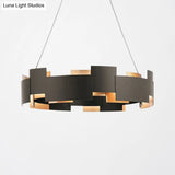 Black And Gold Metal Pendant Chandelier With Postmodern Splicing Design Inner Suspension Light