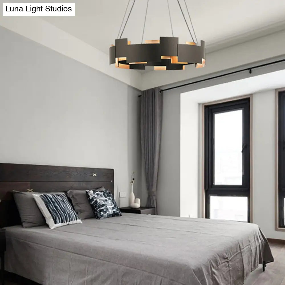 Black And Gold Metal Pendant Chandelier With Postmodern Splicing Design Inner Suspension Light