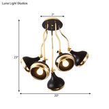 Black And Gold Onion Living Room Semi Flushmount Ceiling Light With 5 - Bulbs & Wave Arm