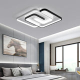 Black And White Acrylic Flush Ceiling Light - Modern Geometric Style With Led Fixture Black - White